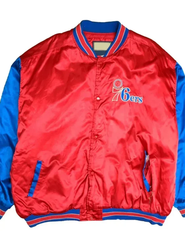Philadelphia 76ers Classics Red and Blue Satin Jacket