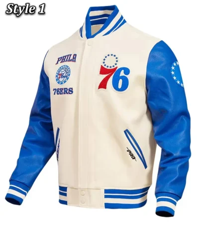 Philadelphia 76ers Cream Retro Classic Varsity Jacket