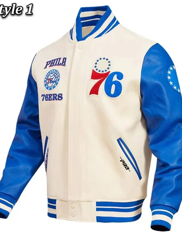 Philadelphia 76ers Cream Retro Classic Varsity Jacket