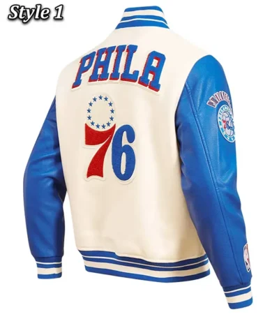 Philadelphia 76ers Cream Retro Classic Varsity Jacket
