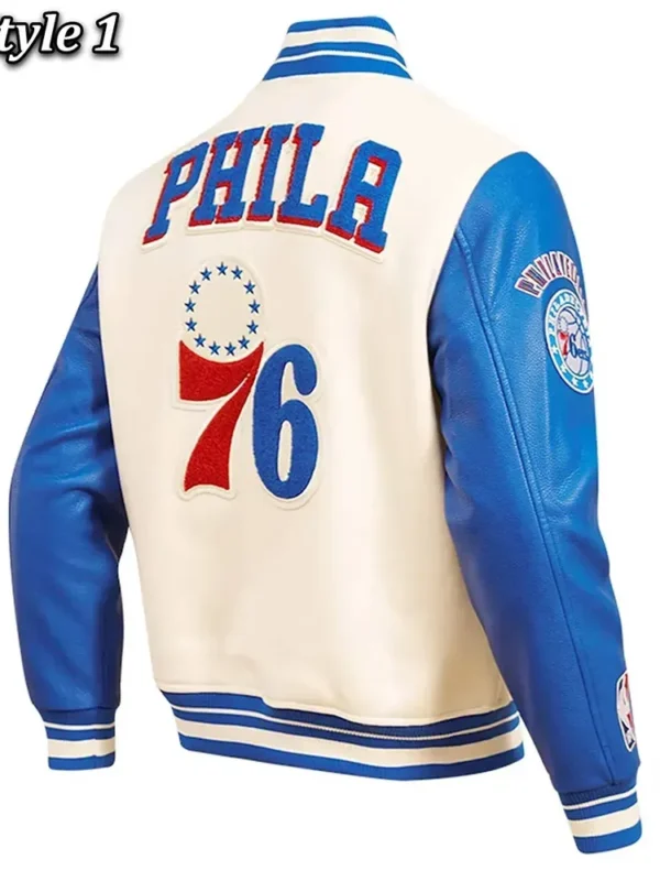 Philadelphia 76ers Cream Retro Classic Varsity Jacket