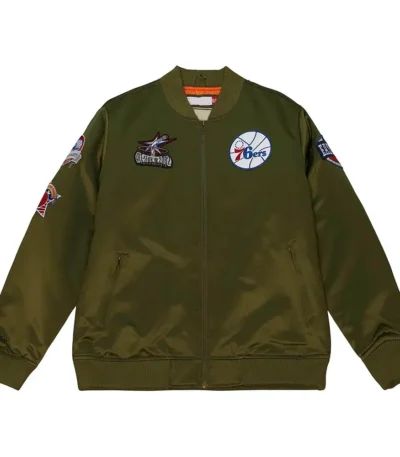 Philadelphia 76ers Flight Green Satin Jacket