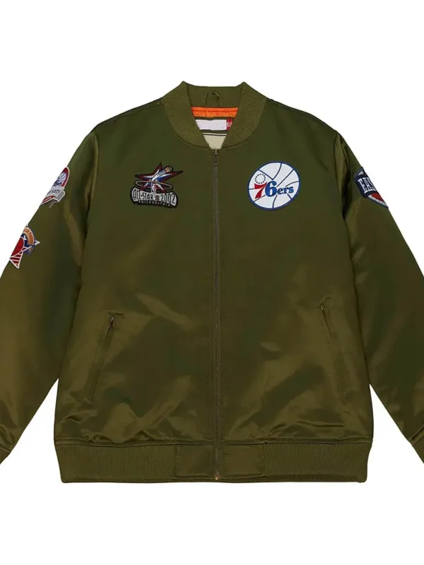 Philadelphia 76ers Flight Green Satin Jacket