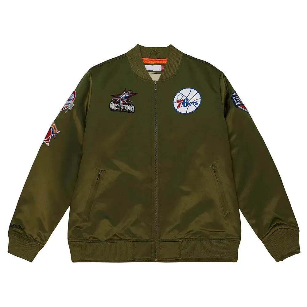 Philadelphia 76ers Flight Green Satin Jacket Philadelphia 76ers Flight Green Satin Jacket