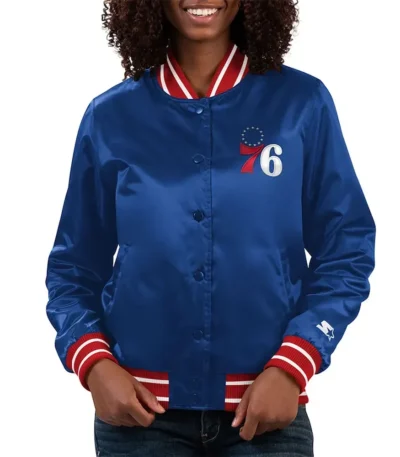 Philadelphia 76ers Full Count Royal Satin Jacket