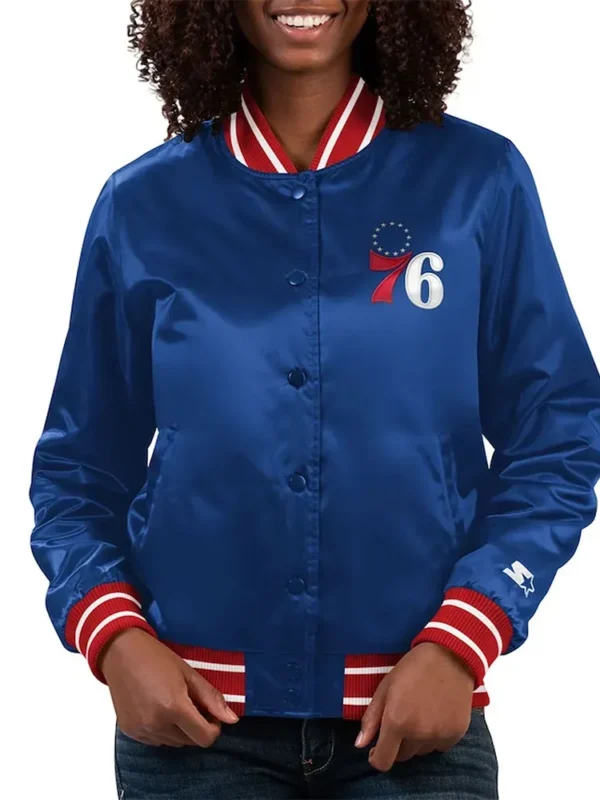 Philadelphia 76ers Full Count Royal Satin Jacket