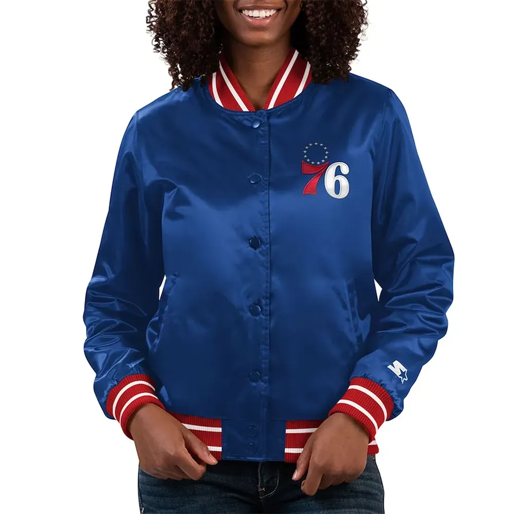 Philadelphia 76ers Full Count Royal Satin Jacket Philadelphia 76ers Full Count Royal Satin Jacket