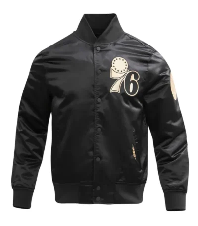 Philadelphia 76ers Gold Logo Satin Jacket