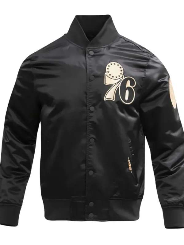 Philadelphia 76ers Gold Logo Satin Jacket