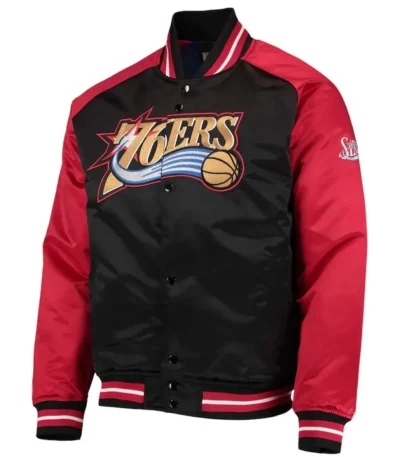 Philadelphia 76ers Hardwood Classics Reload 3.0 Black/Red Satin Jacket