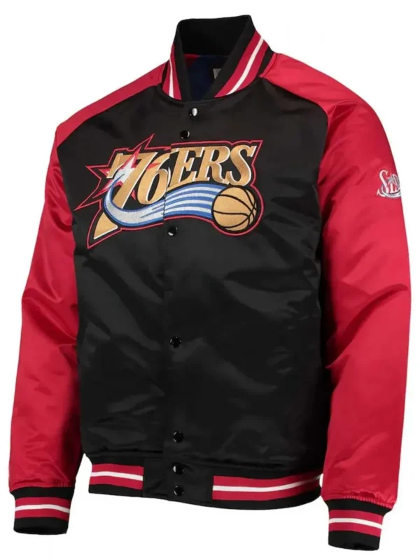 Philadelphia 76ers Hardwood Classics Reload 3.0 Black/Red Satin Jacket