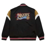 Philadelphia 76ers Heavyweight Black Satin Jacket