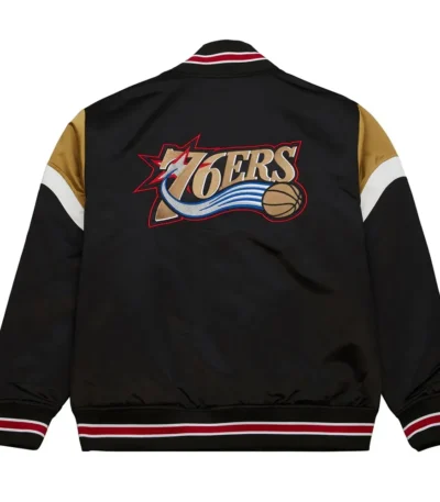Philadelphia 76ers Heavyweight Black Satin Jacket