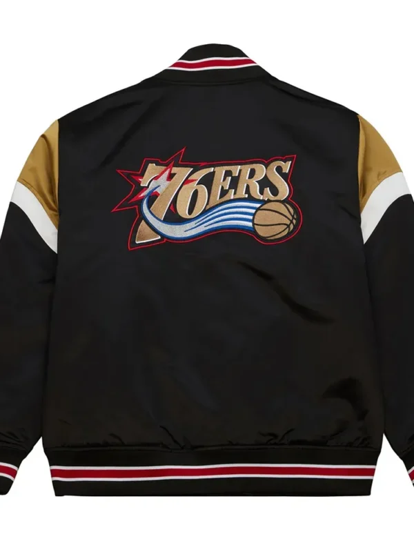 Philadelphia 76ers Heavyweight Black Satin Jacket