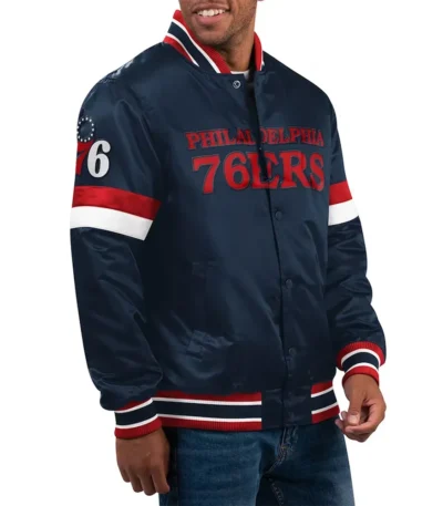 Philadelphia 76ers Home Game Navy Satin Jacket