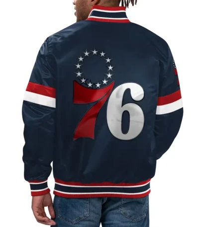 Philadelphia 76ers Home Game Navy Satin Jacket