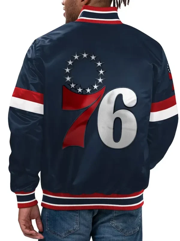 Philadelphia 76ers Home Game Navy Satin Jacket