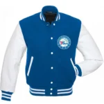 Philadelphia 76ers Letterman Blue and White Jacket