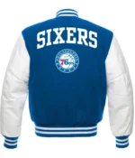Philadelphia 76ers Letterman Blue and White Jacket