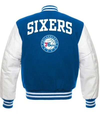 Philadelphia 76ers Letterman Blue and White Jacket