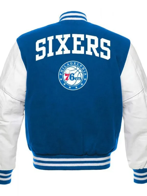 Philadelphia 76ers Letterman Blue and White Jacket