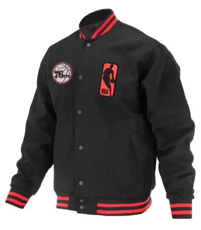 Philadelphia 76ers Logoman Shadow Black Varsity Jacket