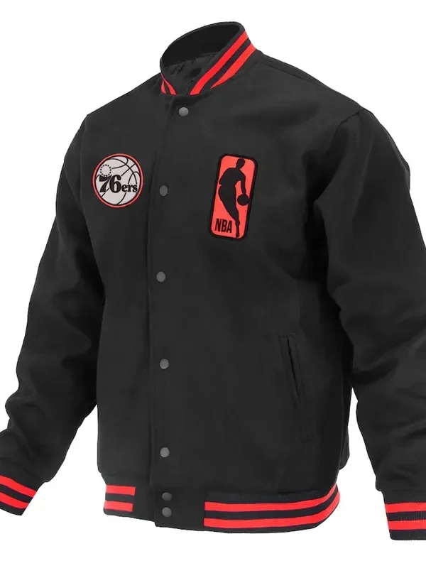 Philadelphia 76ers Logoman Shadow Black Varsity Jacket