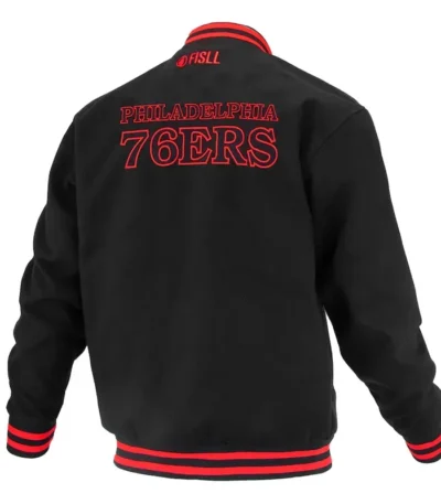 Philadelphia 76ers Logoman Shadow Black Varsity Jacket
