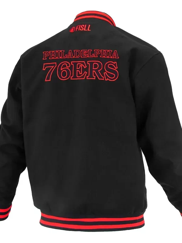 Philadelphia 76ers Logoman Shadow Black Varsity Jacket