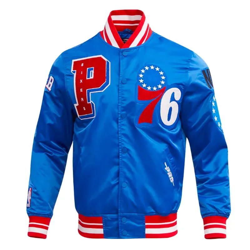 Philadelphia 76ers Mashup Classic Rib Satin Jacket Philadelphia 76ers Mashup Classic Rib Satin Jacket