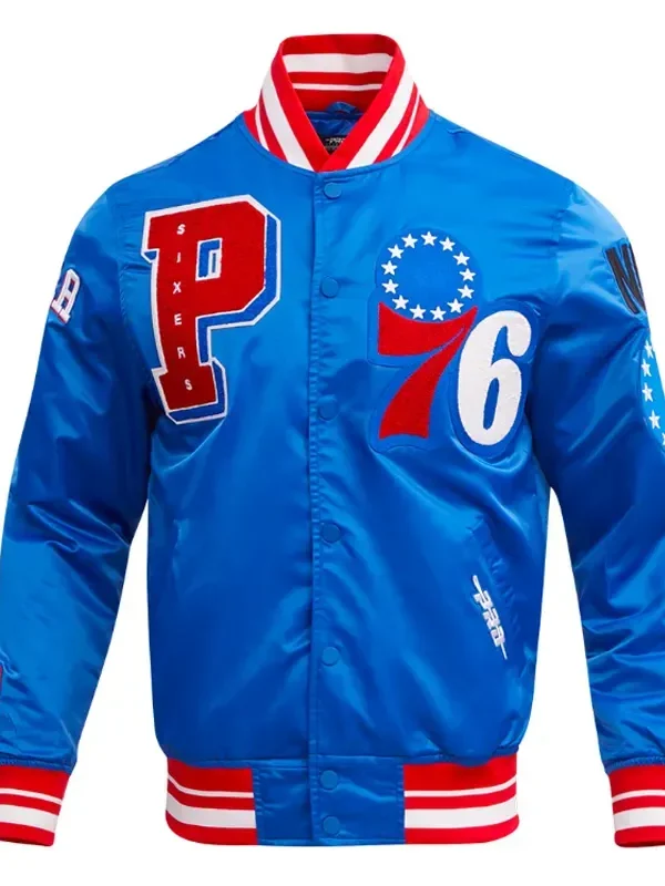 Philadelphia 76ers Mashup Classic Rib Satin Jacket