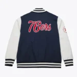 Philadelphia 76ers Navy and White Fleece Varsity Jacket