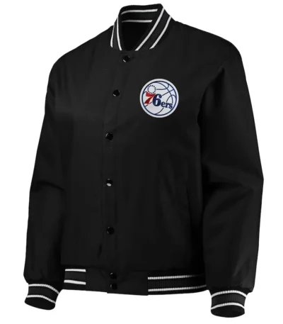Philadelphia 76ers Poly Twill Black Jacket