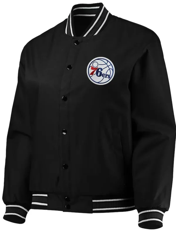 Philadelphia 76ers Poly Twill Black Jacket