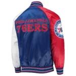 Philadelphia 76ers Reliever Royal/Red Varsity Satin Jacket