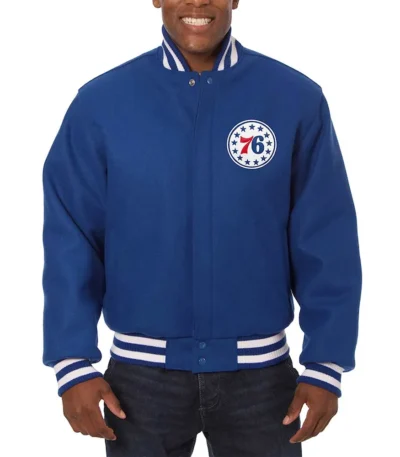Philadelphia 76ers Royal Varsity All Wool Jacket