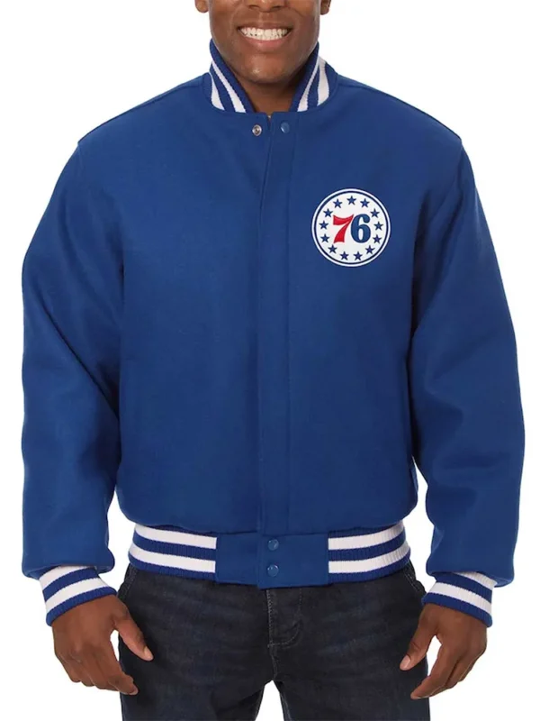 Philadelphia 76ers Royal Varsity All Wool Jacket