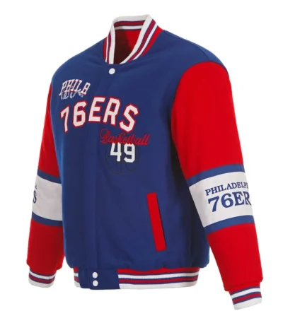 Philadelphia 76ers Royal and Red Varsity Wool Jacket