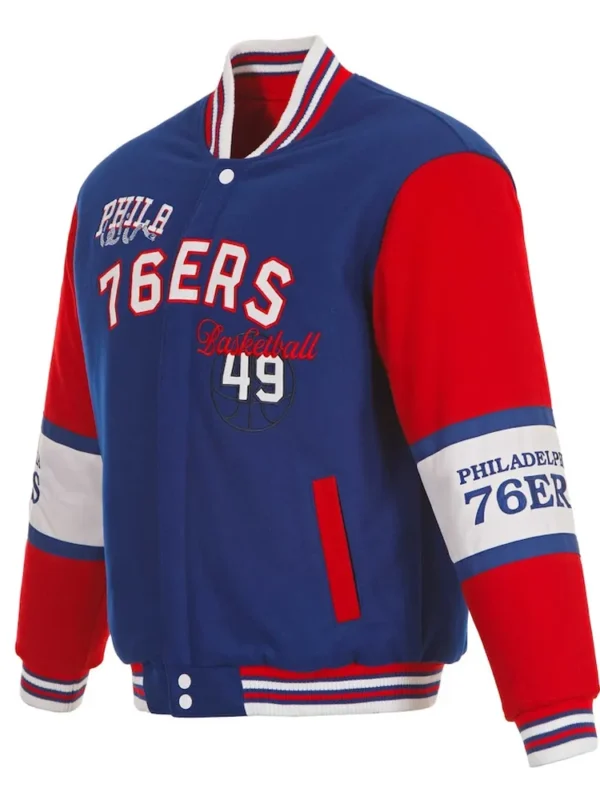 Philadelphia 76ers Royal and Red Varsity Wool Jacket
