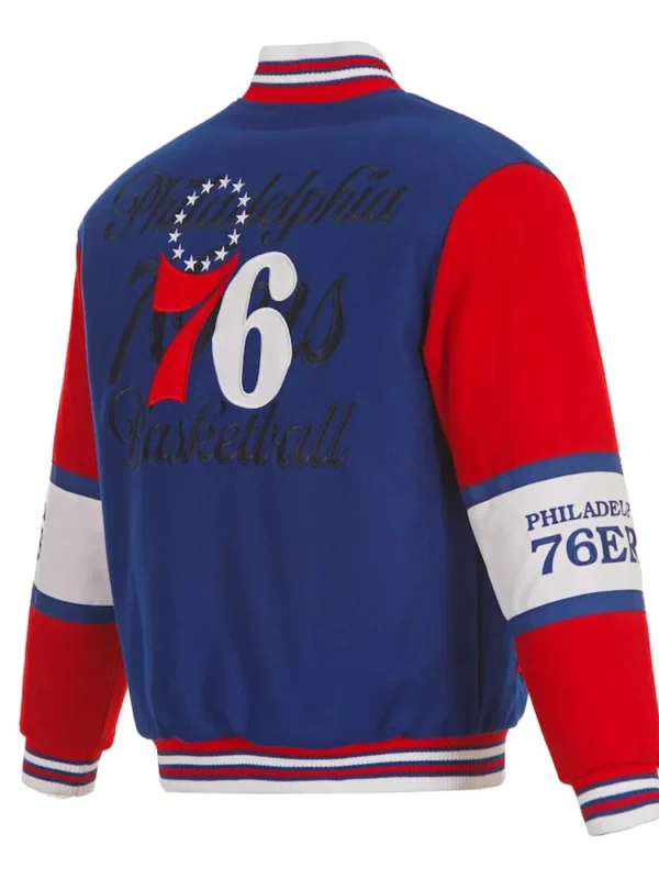 Philadelphia 76ers Royal and Red Varsity Wool Jacket