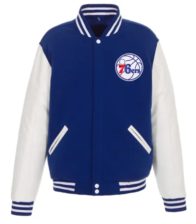 Philadelphia 76ers Royal and White Varsity Jacket