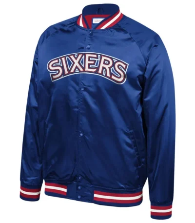 Philadelphia 76ers Sixers Satin Full-Snap Jacket