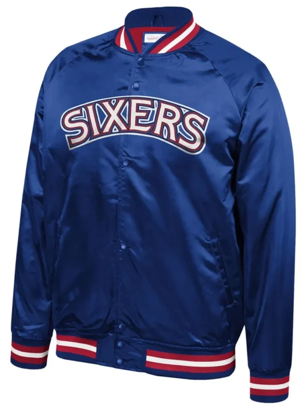 Philadelphia 76ers Sixers Satin Full-Snap Jacket
