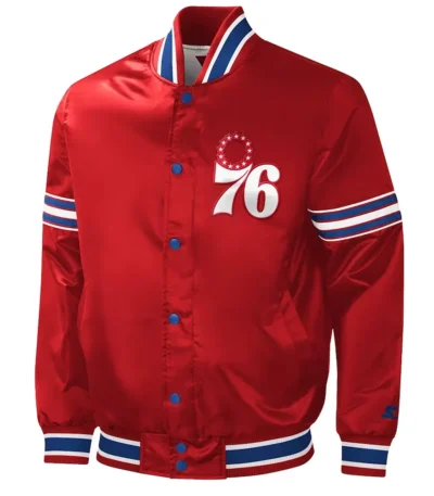 Philadelphia 76ers Slider Red Varsity Satin Jacket
