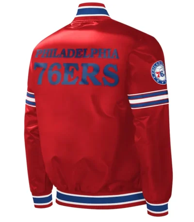 Philadelphia 76ers Slider Red Varsity Satin Jacket