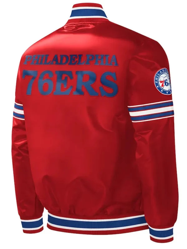 Philadelphia 76ers Slider Red Varsity Satin Jacket