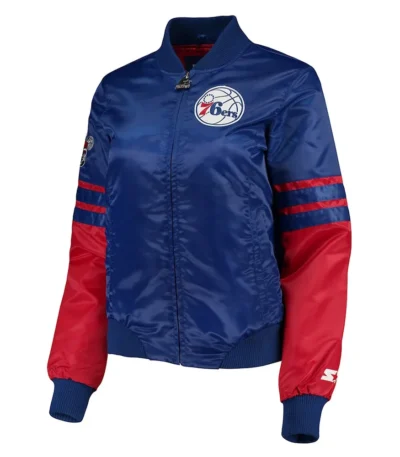 Philadelphia 76ers Tie Breaker Blue Satin Jacket