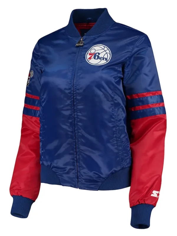 Philadelphia 76ers Tie Breaker Blue Satin Jacket