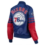 Philadelphia 76ers Tie Breaker Blue Satin Jacket