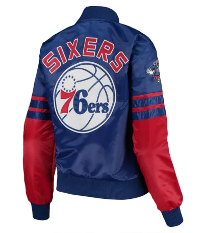 Philadelphia 76ers Tie Breaker Blue Satin Jacket